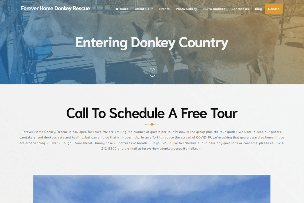 Portfolio - Forever Home Donkey Rescue Website