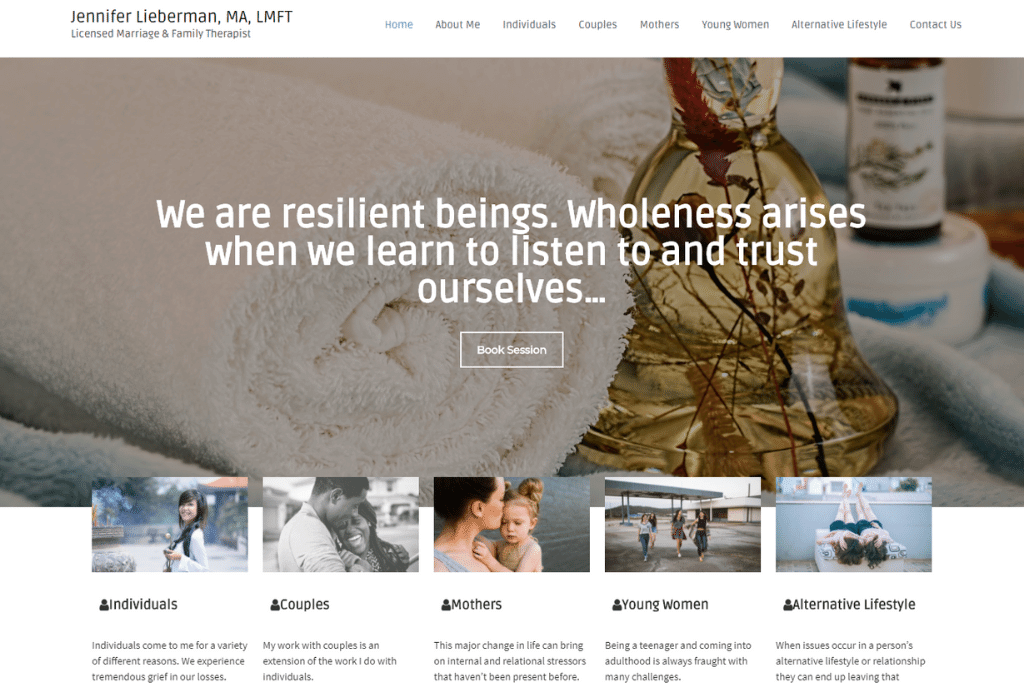 Portfolio - Jennifer Lieberman MFT Website
