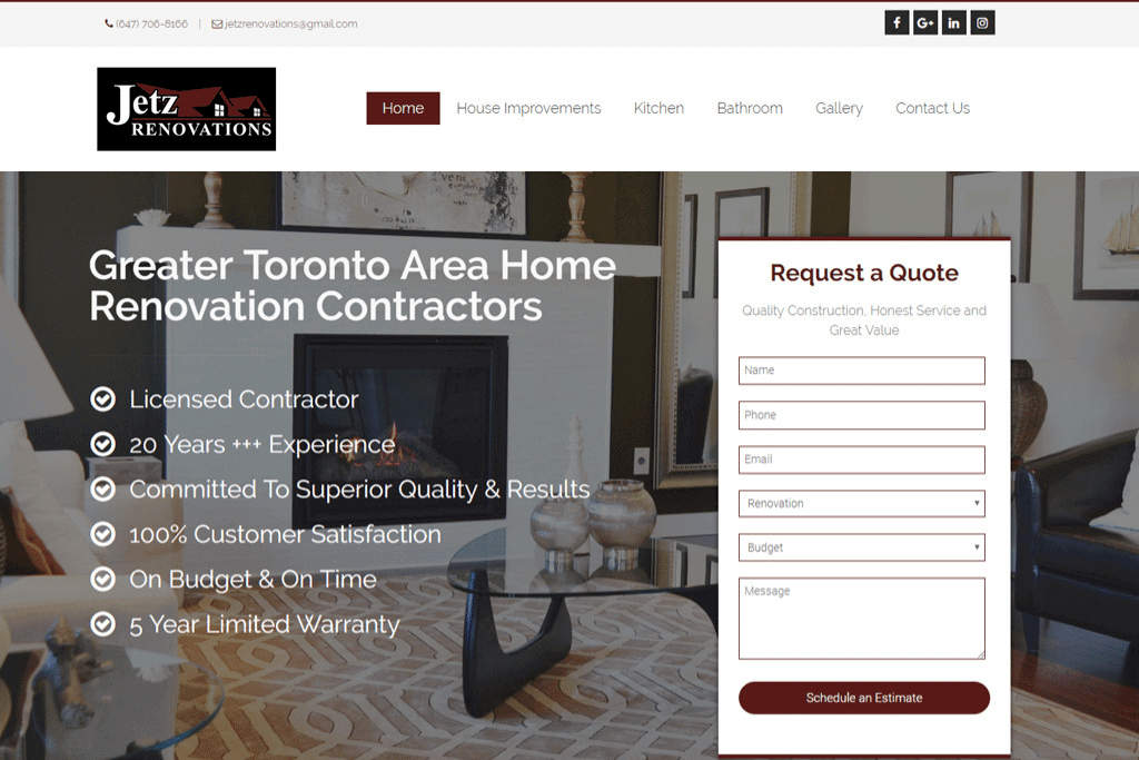 Portfolio - Jetz Renovations Website