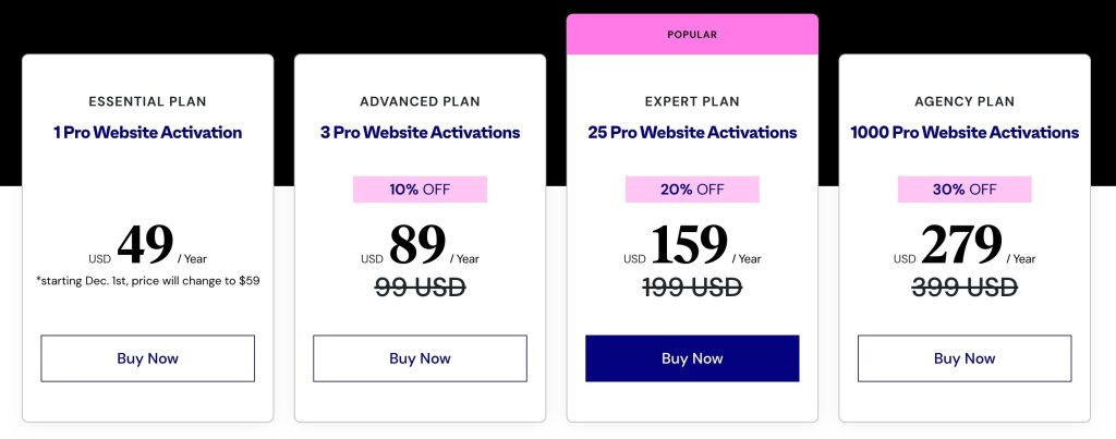 Elementor page builder pricing
